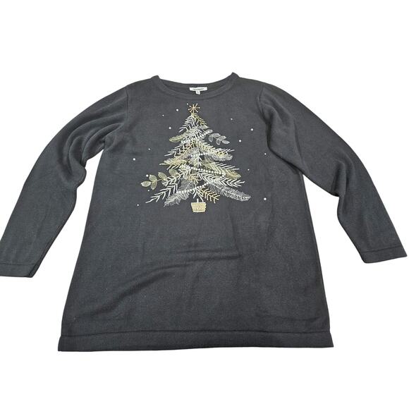 NWOT Vintage Sergenti Beaded Christmas Tree Holiday Sweater Gold Silver XL Black - Picture 1 of 7